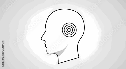 Mindfulness And Focus Human Head With Concentric Circles Illustration