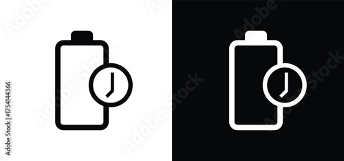 Battery icon. Battery level indicator. Full battery indicator or low battery indicator. Power level symbol. Energy-packed illustration. Simple vector design.