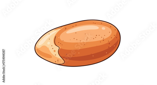 Detailed illustrative representation of a single peanut seed showing both outer shell and internal nut on plain backdrop