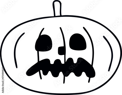 유치원 할로윈 호박 잭오랜턴 라인드로잉 색칠공부 아이콘(kindergarten halloween pumpkin line drawing coloring icon)