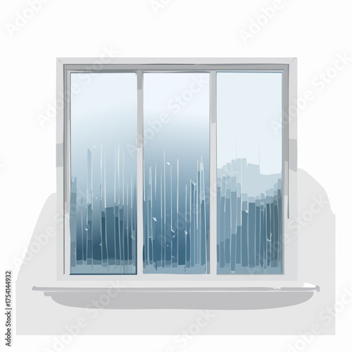 Modern White Framed Window with Outdoor View.