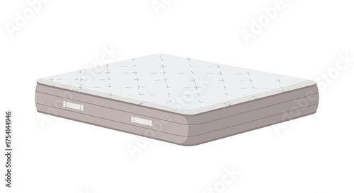 Isometric view of plush mattress promising comfort and restful nights for luxurious sleep solutions depicted in soft grey tones