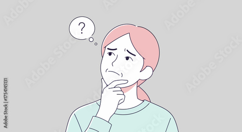 Woman With Question Mark Pondering And Finding Solution