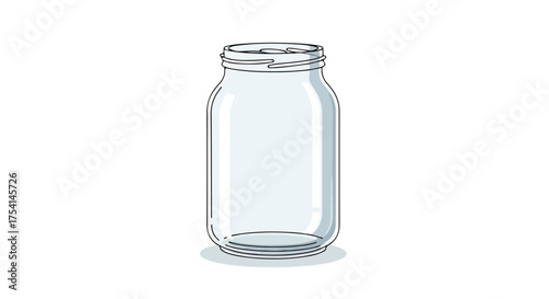 Delicate drawing of a glass jar with a clear and empty interior space for various uses and concepts
