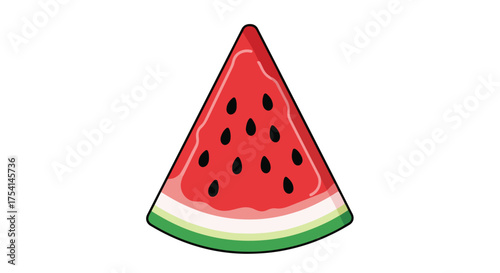 Vibrant watermelon wedge with seeds, a simple fruit illustration conveying refreshment and summer vibes, perfect for culinary designs and healthy