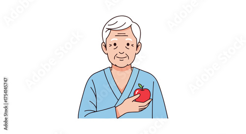 Senior individual embracing a nutritious lifestyle through apple consumption for well being and longevity
