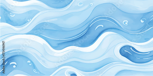 Abstract seamless blue wave pattern with light ocean and sea water texture design vector illustration background