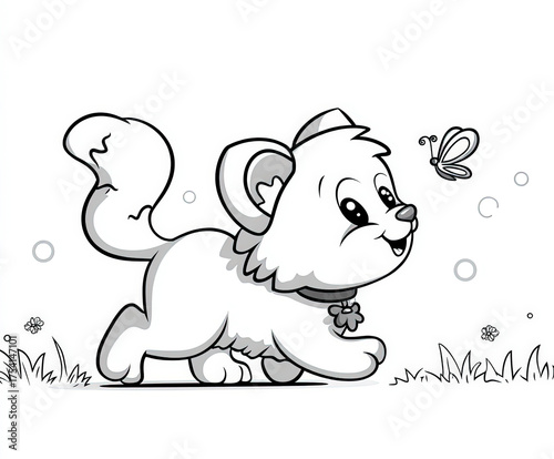 Cat chasing a butterfly , c...