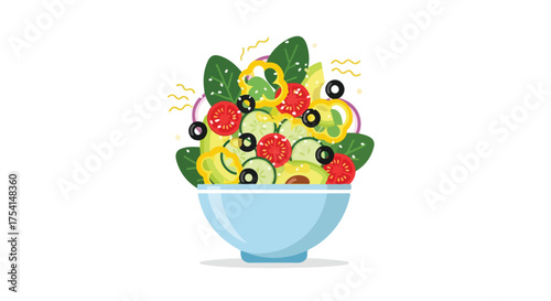 Delicious and Colorful Salad Composition, A Balanced Mixture of Fresh Vegetables Presented in a Bowl, Perfect for Healthy Lifestyle Depictions
