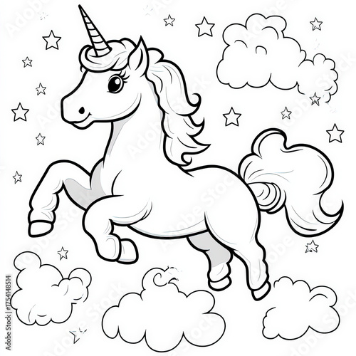Unicorn Silhouette, Black A...
