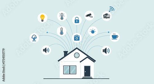 Connected Home Automation System Conceptual Illustration Technology Concept