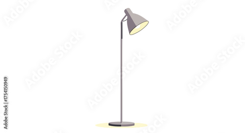 Contemporary floor lamp illustration, lighting solution for modern interiors with adjustable head and sleek design, studio lighting concept for