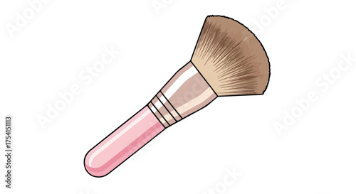 Elegant blush brush with a light pink handle isolated on a white backdrop displaying simplicity and femininity creating a soft aesthetic