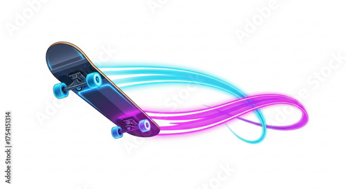 Skateboard vector illustration with motion trail effect for extreme sports and recreation design