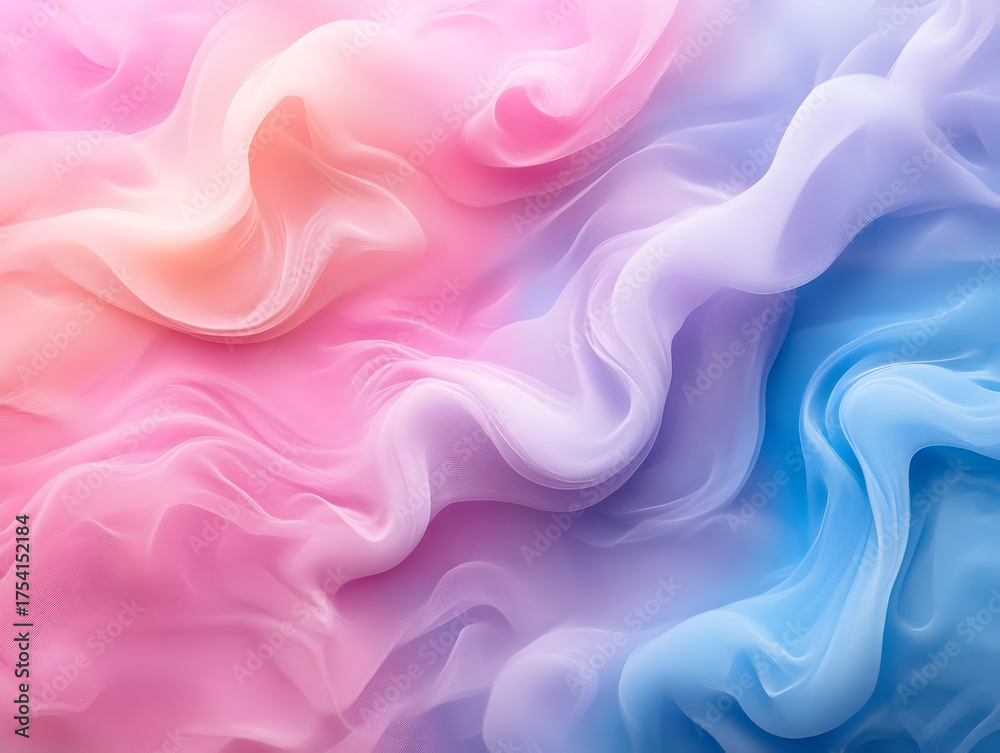 Obraz premium Soft pink ink cloud swirling underwater, blending with light blue tones and creating hypnotic abstract patterns in liquid movement