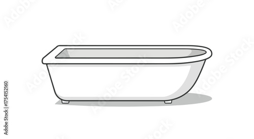 Minimalist bathtub illustration depicting a clean, white fixture in a simple style offering spa like experience and serene relaxation