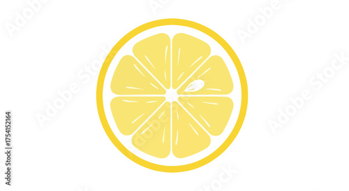Vibrant citrus delight: a clean illustration of a juicy lemon slice radiating freshness and tangy goodness perfect for a summer feel