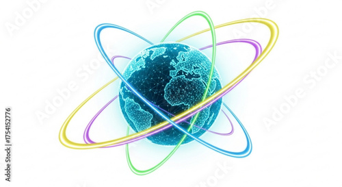 Global network technology and communication concept with world connections and digital data transfer