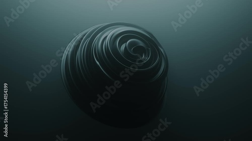 3D render of a dark abstract spiral floating in atmospheric space. Smooth concentric layers create a hypnotic and futuristic visual, perfect for artistic and conceptual compositions.