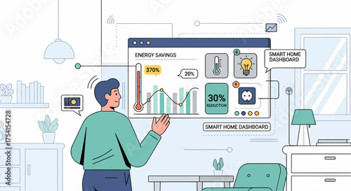 Smart Home Efficiency Dashboard Shows Energy Savings Improvement