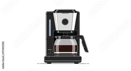 Stylish electric coffee maker on white background, a modern brewing apparatus for aromatic hot beverages displayed in a minimalistic presentation
