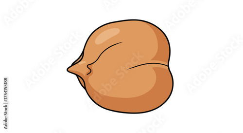 Detailed illustrative depiction of a single chickpea against a stark white backdrop provides a clear and concise view of this legume's distinctive
