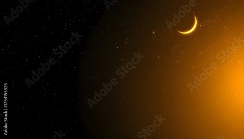 The warm yellow starry night sky background