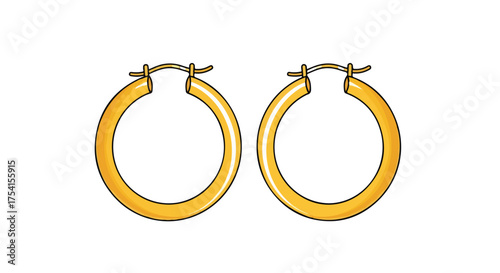 Elegant golden hoop earrings illustration enhancing beauty and style, featuring circular pendants, refined design and a touch of opulence for a