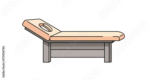 Stylized illustration of a massage table designed for therapeutic treatments and wellness practices