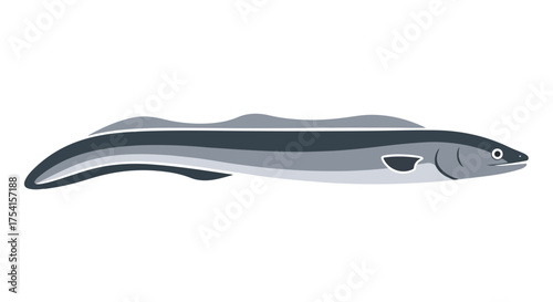Sleek and graceful: Capturing the streamlined elegance of an eel in a stylized vector illustration providing unique natural beauty