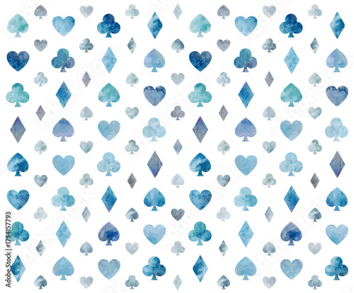 ニュアンスのあるトランプ柄・青