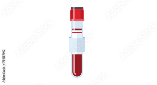 Simplified blood sample collection vial graphic illustration for medical or laboratory purposes in hematology diagnostics or testing process