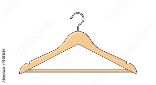Isolated wooden clothes hanger on a clean white backdrop conveying order, organization, and garment storage solution suitable for showcasing apparel