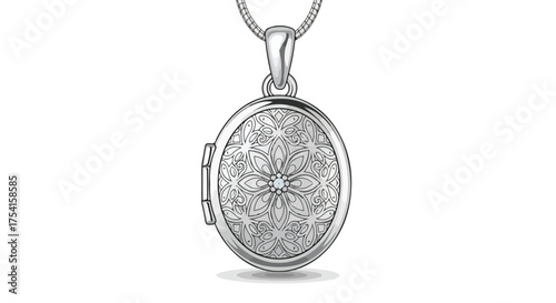 Elegant Silver Locket with Floral Engraving: A Timeless Keepsake of Cherished Memories and Sentimental Value