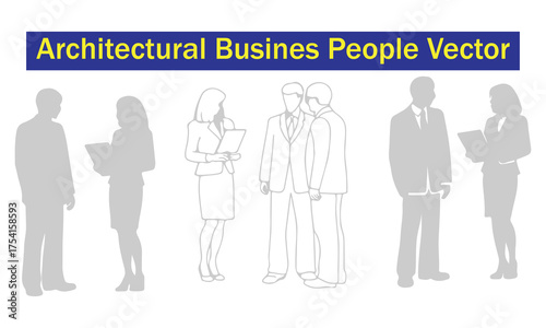 Architectural Business People Vector Professional Walking and Standing Silhouettes for Architectural Design
