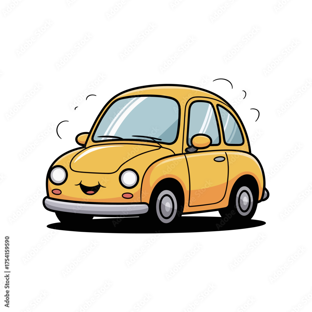 Obraz premium cartoon yellow car
