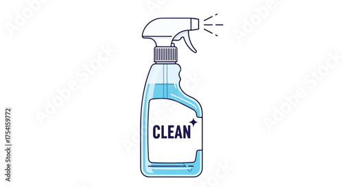 Illustrative depiction of a cleaning spray bottle offering hygienic solutions and home cleanliness for an immaculate environment