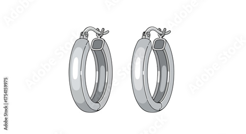 Artistic presentation of silver hoop earrings showcasing their elegant design and classic appeal in vector format