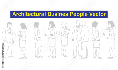 Architectural Business People Vector | Walking and Standing Office People Silhouettes for Architectural Design