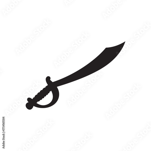 pirate sabre silhouette icon. silhouette vector saber sign, symbol for web and mobile. Pirates symbol stock vector illustration. pirate sword vector icon for web design isolated on white background.
