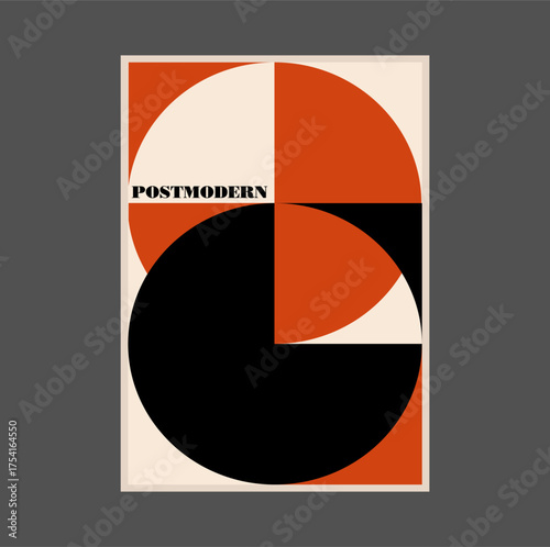 Poster inspired postmodern of vector abstract dynamic symbols with bold geometric shapes, useful for web background, poster art design, magazine front page, hi-tech print, cover artwork
