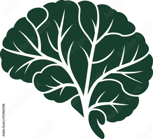 Conceptual brain silhouette formed by organic leaves and twigs