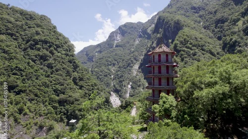 Aerial view of Xiangde Temple in Taroko National Park, Hualien county district, Taiwan