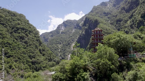 Aerial view of Xiangde Temple in Taroko National Park, Hualien county district, Taiwan