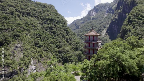 Aerial view of Xiangde Temple in Taroko National Park, Hualien county district, Taiwan