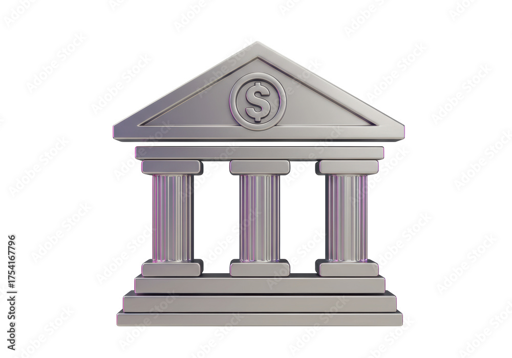 Obraz premium Isolated architectural building with columns and a dollar sign for finance concept
