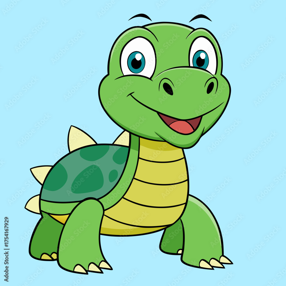 Fototapeta premium simple cartoon dragon turtle hybrid smiling peace