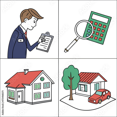 Real Estate Property and Home Icon Set Vector Illustration