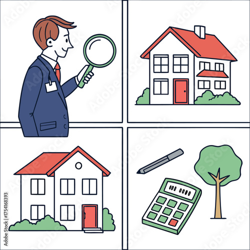 Real Estate Property and Home Icon Set Vector Illustration