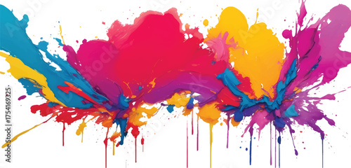 Abstract watercolor splash texture with colorful brush stroke and rainbow paint splatter for bright modern vivid artistic background design and aquarelle creative art composition